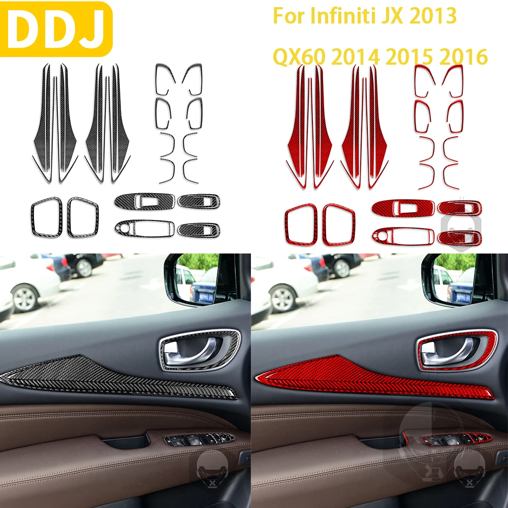 

For Infiniti JX 2013 QX60 2014 2015 2016 Car Accessories Interior Carbon Fiber Car Door Trim Hands Lift Sticker Modification