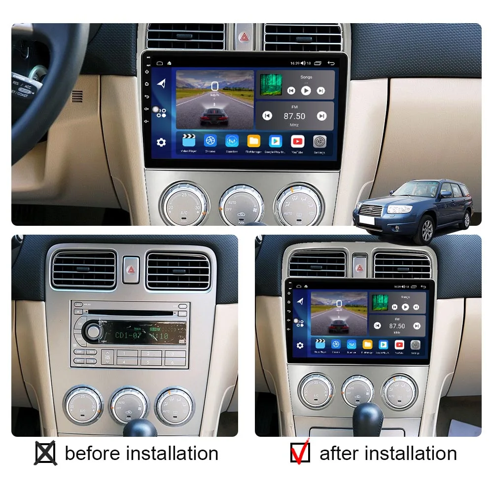 Leitor de vídeo multimídia para Subaru Forester SG 2002-2008, rádio do carro, Android 12, navegação GPS, 2Din, unidade de cabeça estéreo, Wi-Fi, 8G, 128G