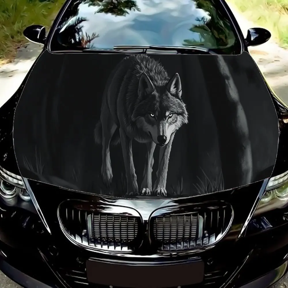 

Серый волк, животное, дикая природа, лес, тьма, ночь, свирепый, одинокий, охотник. Наклейки-декали для автомобильных чехлов, наклейки для декора.