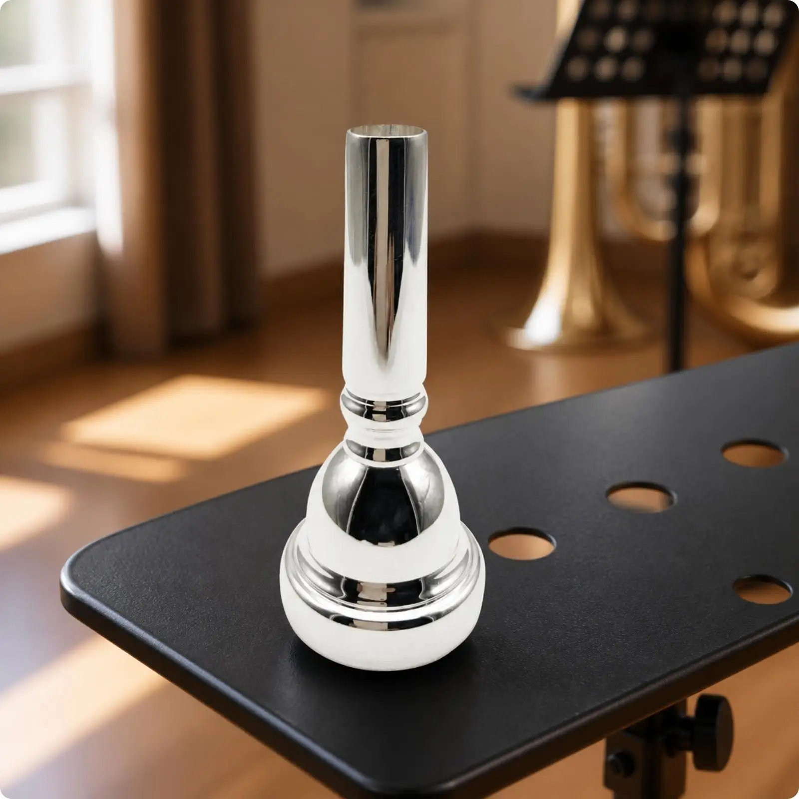 Eb Alto Horn Mouthpiece Spare Part Silver Copper Construction Rounded Cup Straight Shank for Band Practice