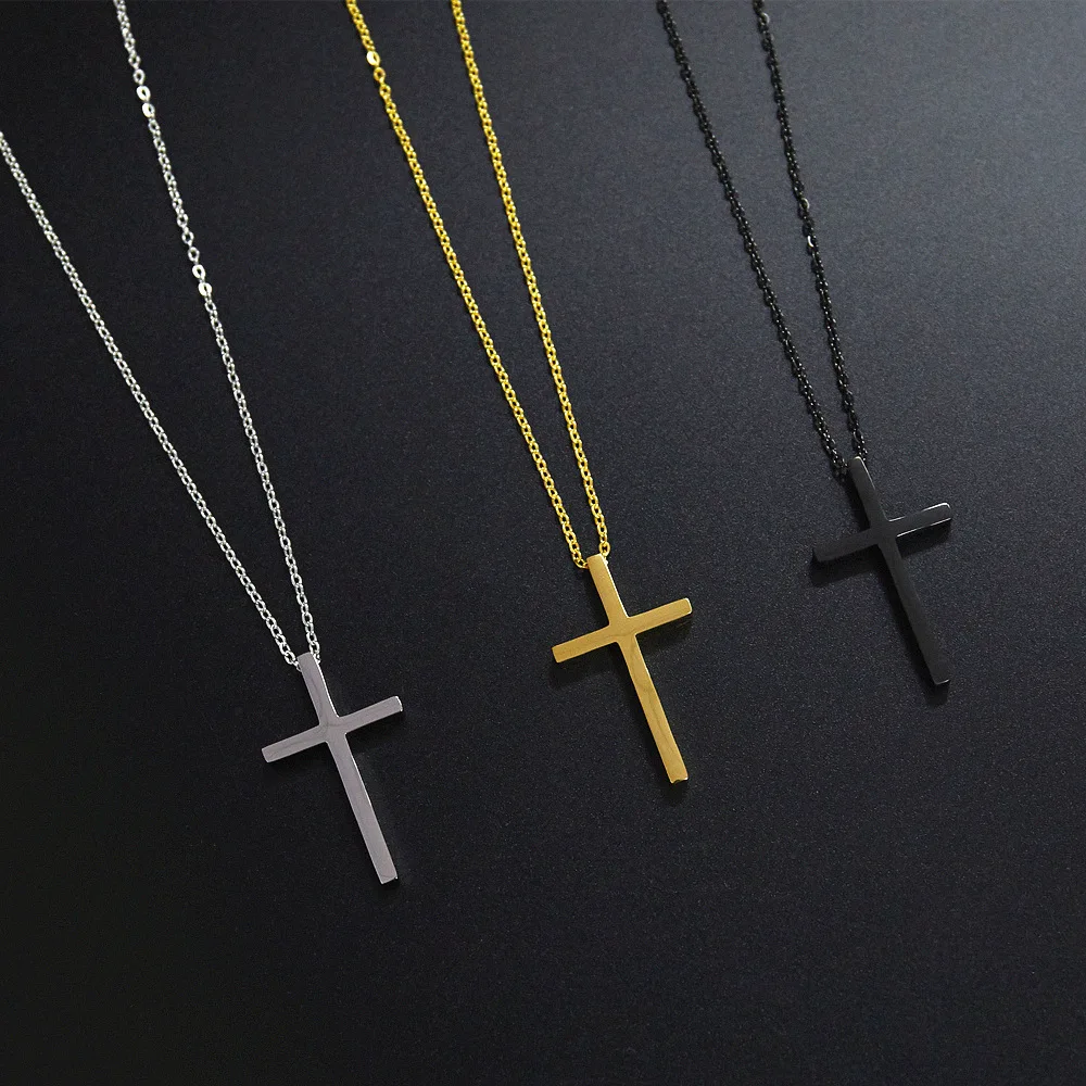 Smooth Surface Titanium Steel Cross Necklace Men Women Classic Simplicity Pendant Personalized Street Accessories