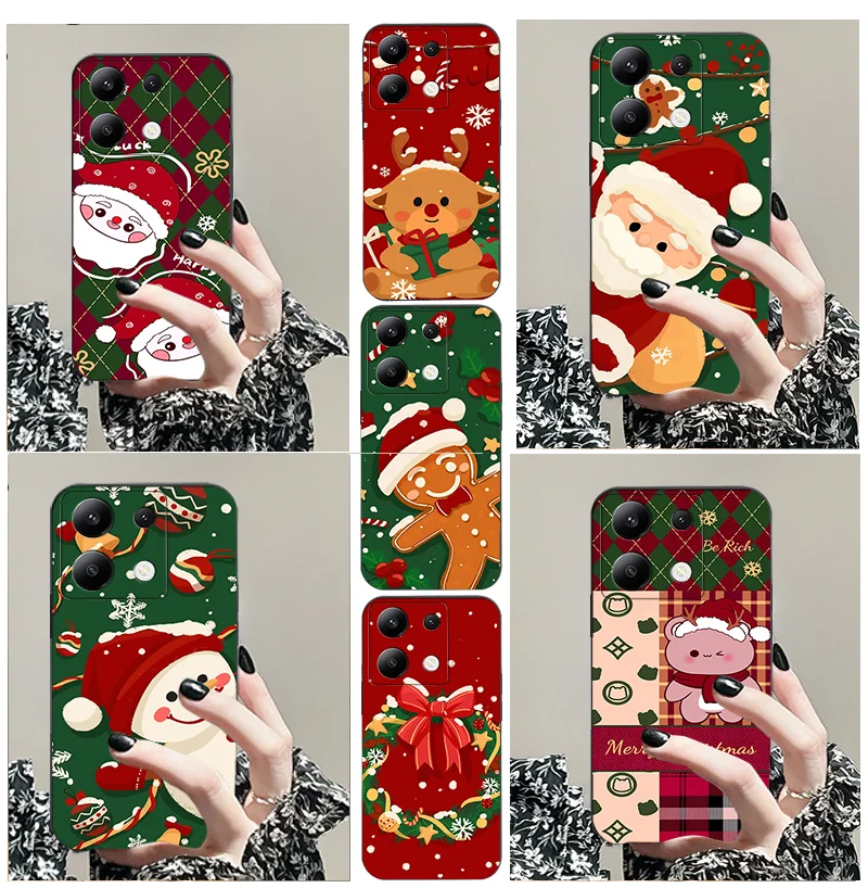Coque de téléphone souple en TPU noir, jolie série d'images de Noël, Redmi K70E C 3 4 5 G 12 11 A X Prime CNF 13 10 9 1 2 PLUS