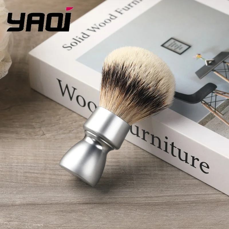2026 Flash Sale！YAQI 24mm Professional Heavy Metal Handle Silvertip Hair Shave Brush for Men Shaving