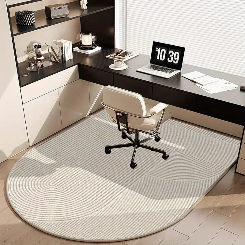 VIKAMA Japanese-style Cream Arch-shaped Carpet Non-slip Desk Chair Mat Easy-to-clean Dressing Table Mat Study Bedroom Decoration