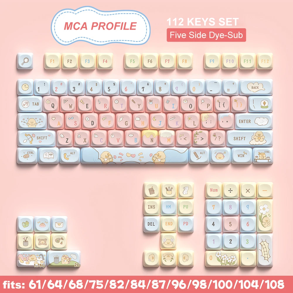 Imagem -05 - Cinco Side Dye Sub Pbt Keycaps para Cherry Gateron Switches mx Teclado Gamer Mecânico Perfil Sweet Party 112 Chaves