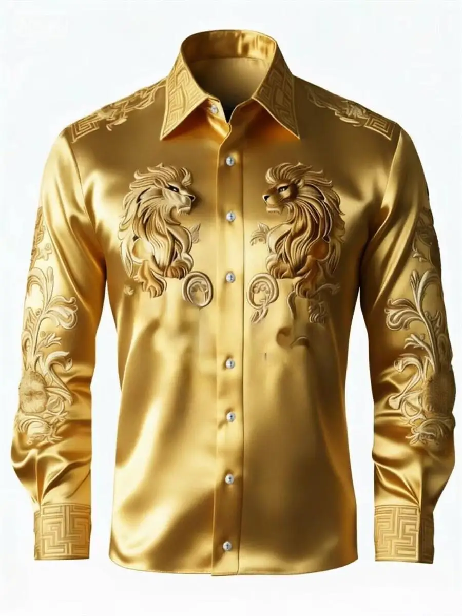 

Noble and elegant, high-quality and comfortable men's long sleeved shirt, fashionable trend, digital printing, street outdoor
