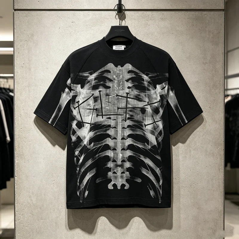 Wffle Black White Skeleton Skulls Print T Shirt Men Women Quick Dry Breathe Raglan Sleeve Loose Short Sleeve Tops Tee