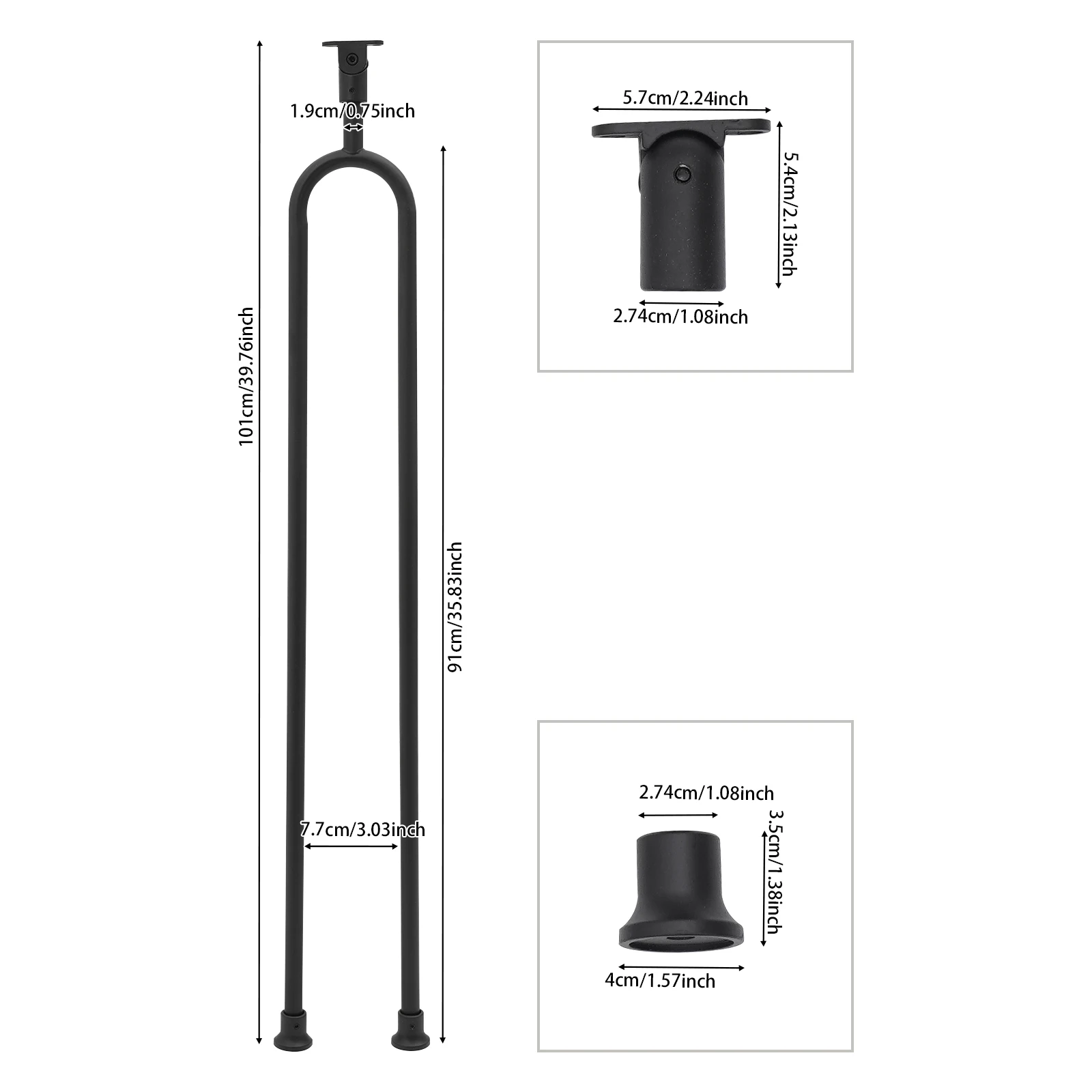 10pcs Black Iron 101cm U-shaped Stair Column Adjustable Roof Arch Handrail Support Column