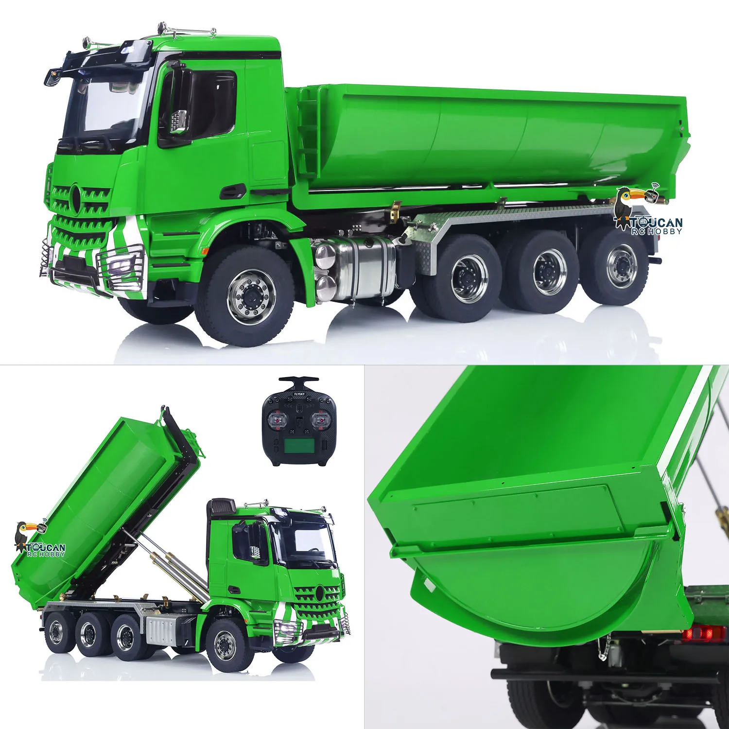 

8X8 1/14 Гидравлический RC Полный самосвал Металлический пульт дистанционного управления Roll On Off Самосвал BZ 3363 Модель автомобиля Звуки Освещение FlySky ST8 Радио