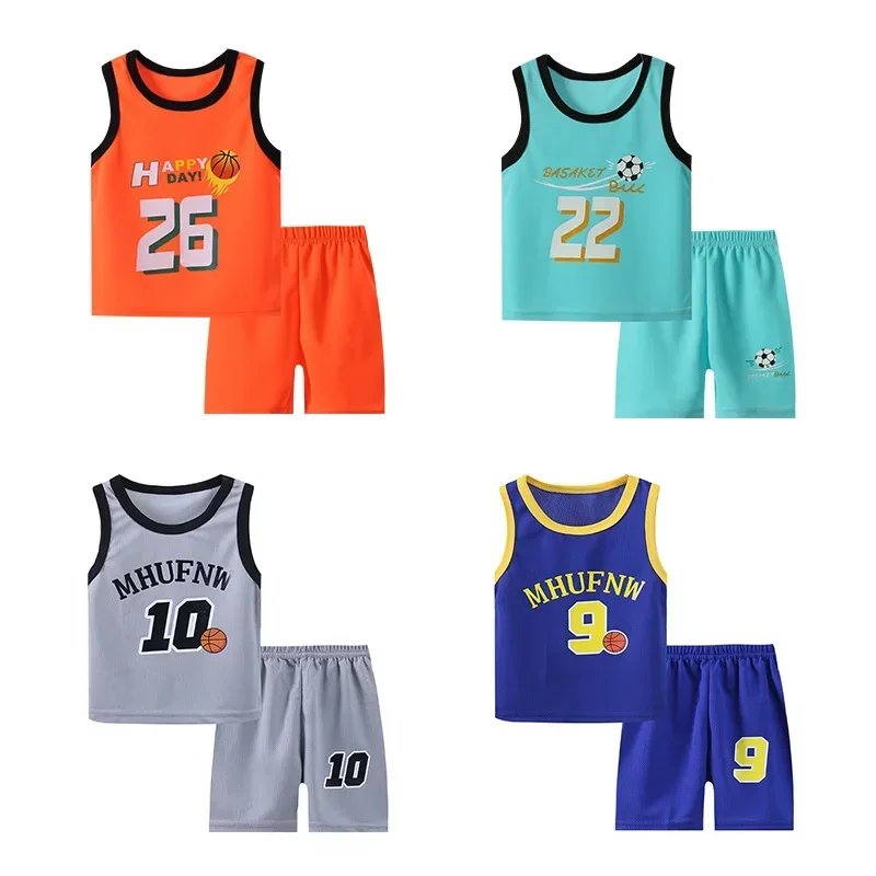 Ensemble de maillot de basket-ball Sportedly pour enfants, gilet d'été, uniforme de basket-ball pour garçons, sans manches, objectifs, séchage rapide