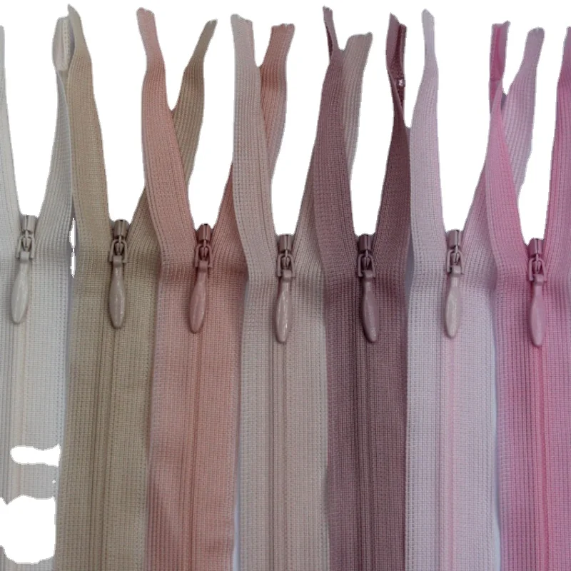 

100pcs/Lot 2CC 25cm 60cm YKK Lace Invisible Nylon Coil Pink Zipper Shirt Wedding Skirt Dress Clothing Pillow Sewing Accessory