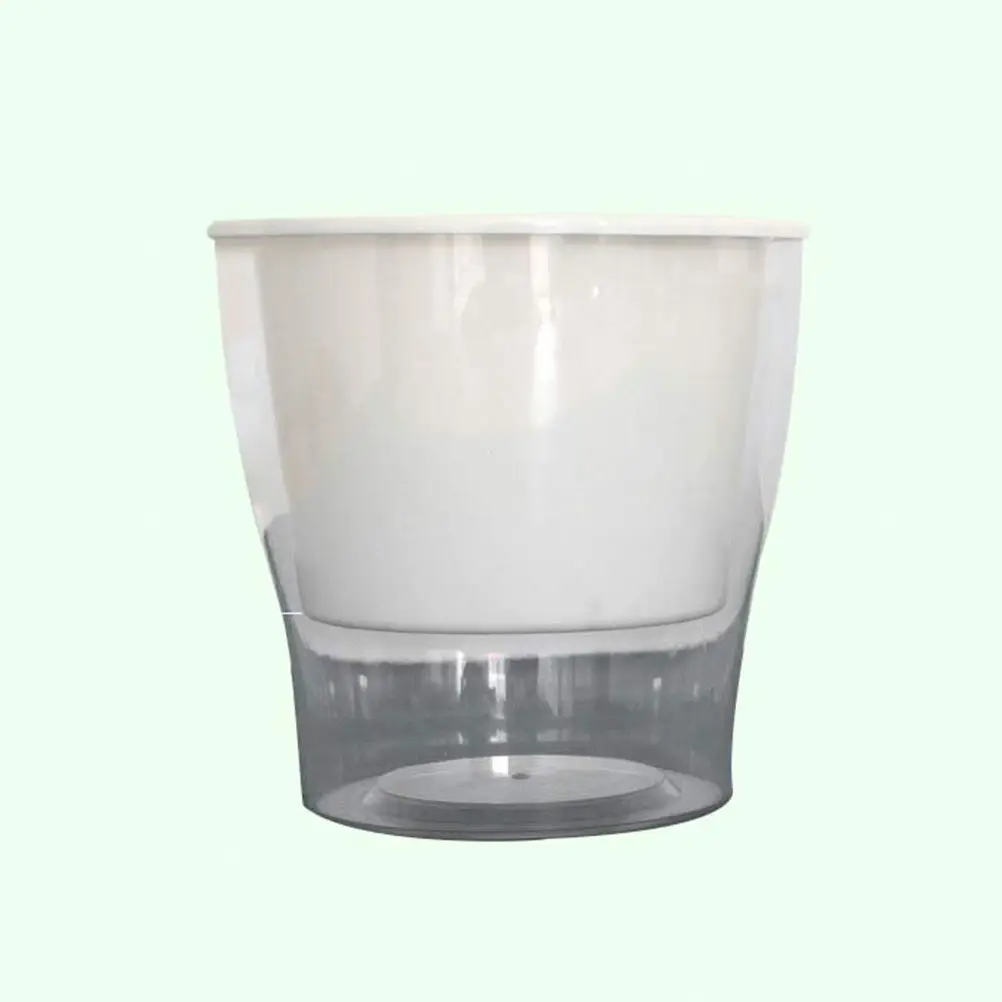 Transparent Resin Self Watering Planter Pot with Built-in Reservoir for Up to 4 Weeks Automatic Water Absorption Indoor Outdoor