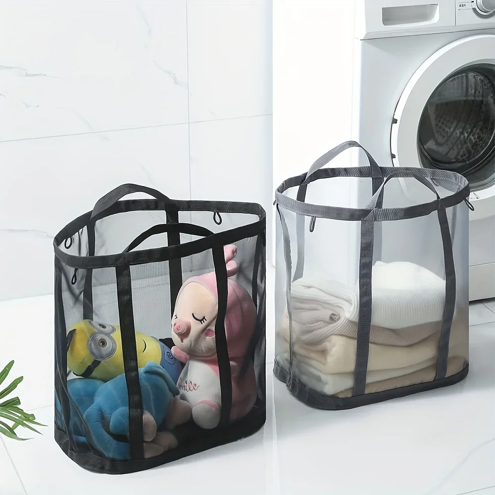 

Nylon Mesh Laundry Basket, Foldable Wall Mounted, Suitable for Various Room Types, No Padding - Dirty Clothes Organizer Lundry