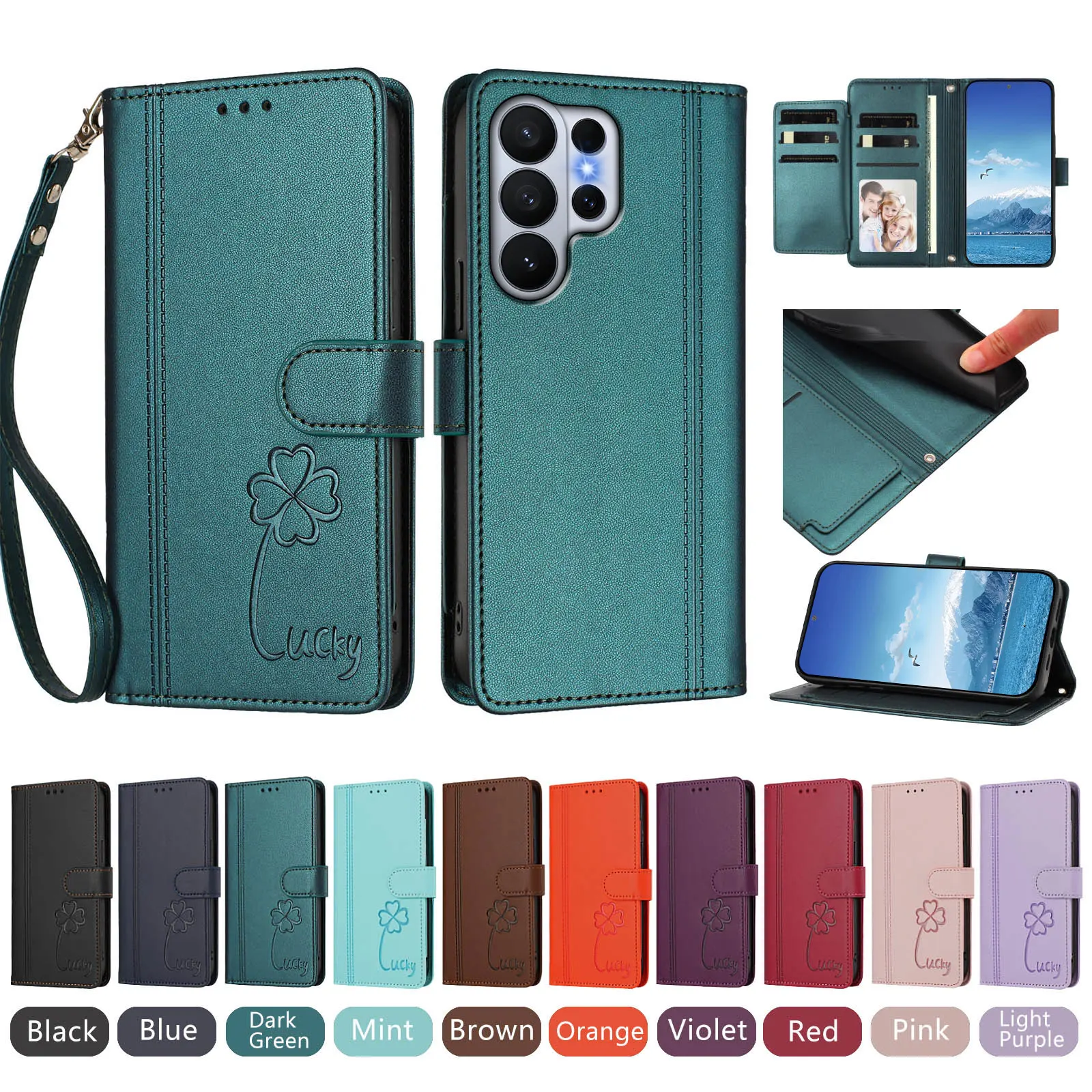 Multi 9 Cards Crossbody Leather Wallet Case For Samsung Galaxy A54 A34 A24 A14 A04E A04S A04 A73 A53 A33 A23 A13 Lanyard Cover