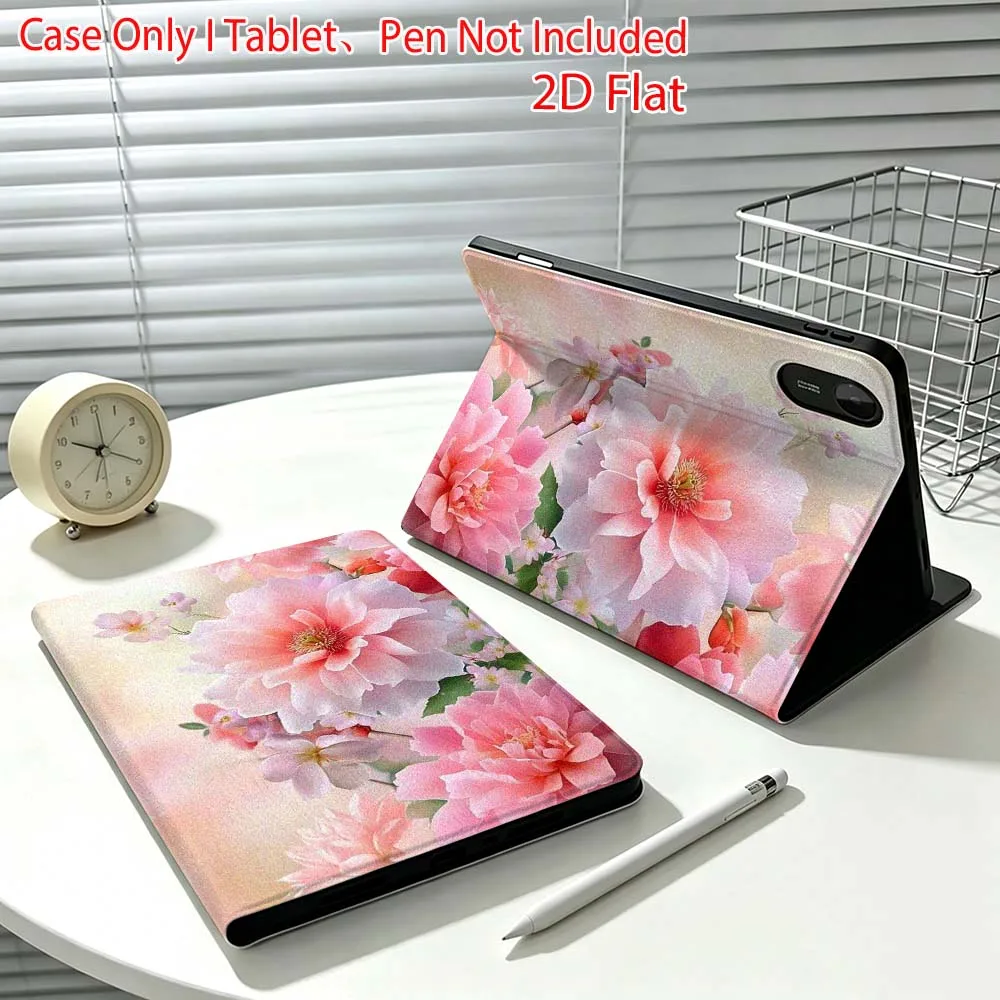Red flower patterns For Xiaomi Poco Redmi Pad 8 2 4 C1 6 6S 7 7S SE 9.7 14 11 11.2 Inch Pen Tray Tablet Case Fashion