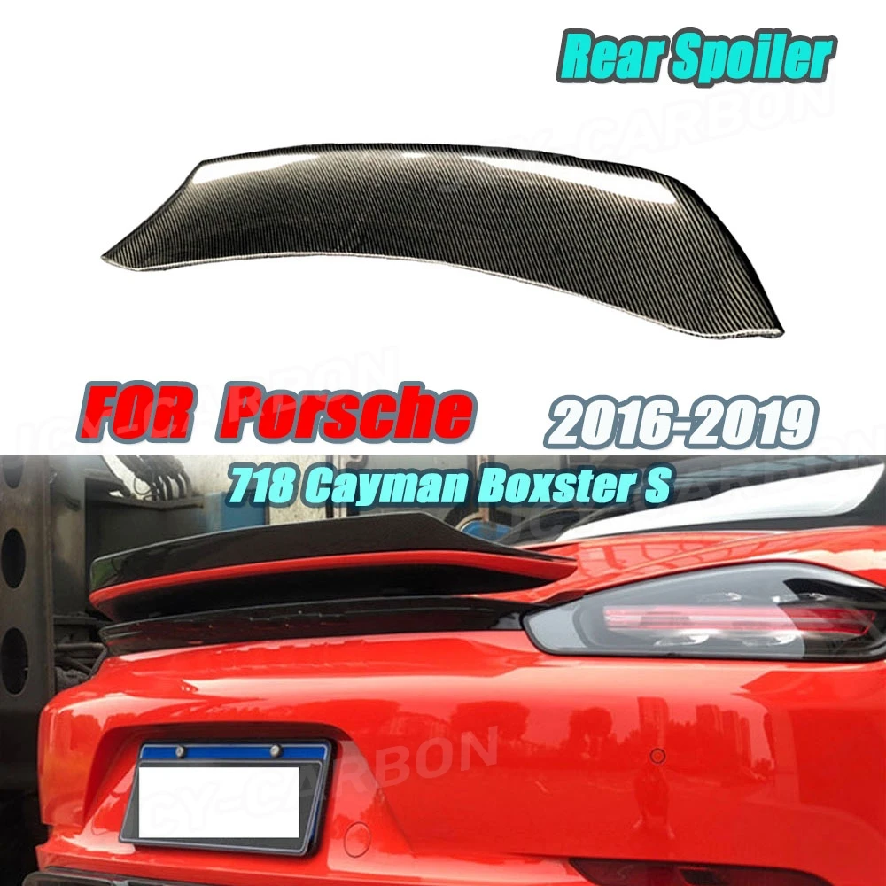 

Dry Carbon Fiber For Porsche 718 Cayman Boxster S 2016-2019 Car Bumper Rear Spoiler Trunk Trim Wings Styling