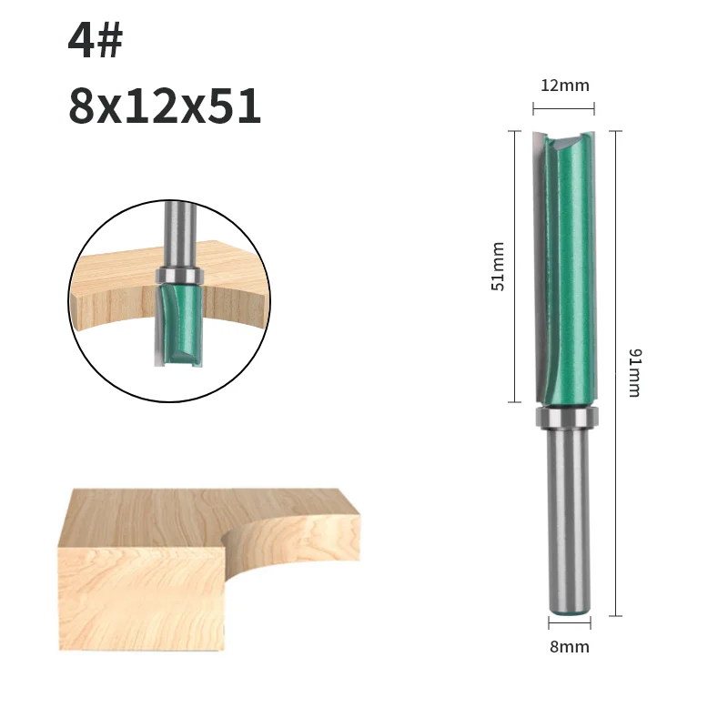 8MM Schacht Cove 12MM 14MM Groen Patroon Bit Router Bit Face Mill Carbide Cutter Houtbewerking Freesgereedschap voor Hout Bit End Mill