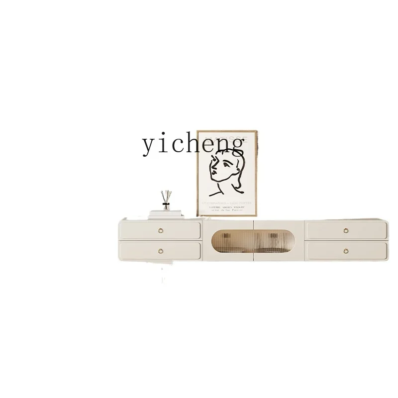 retractable French TV cabinet coffee table combination wind solid wood super long living room locker