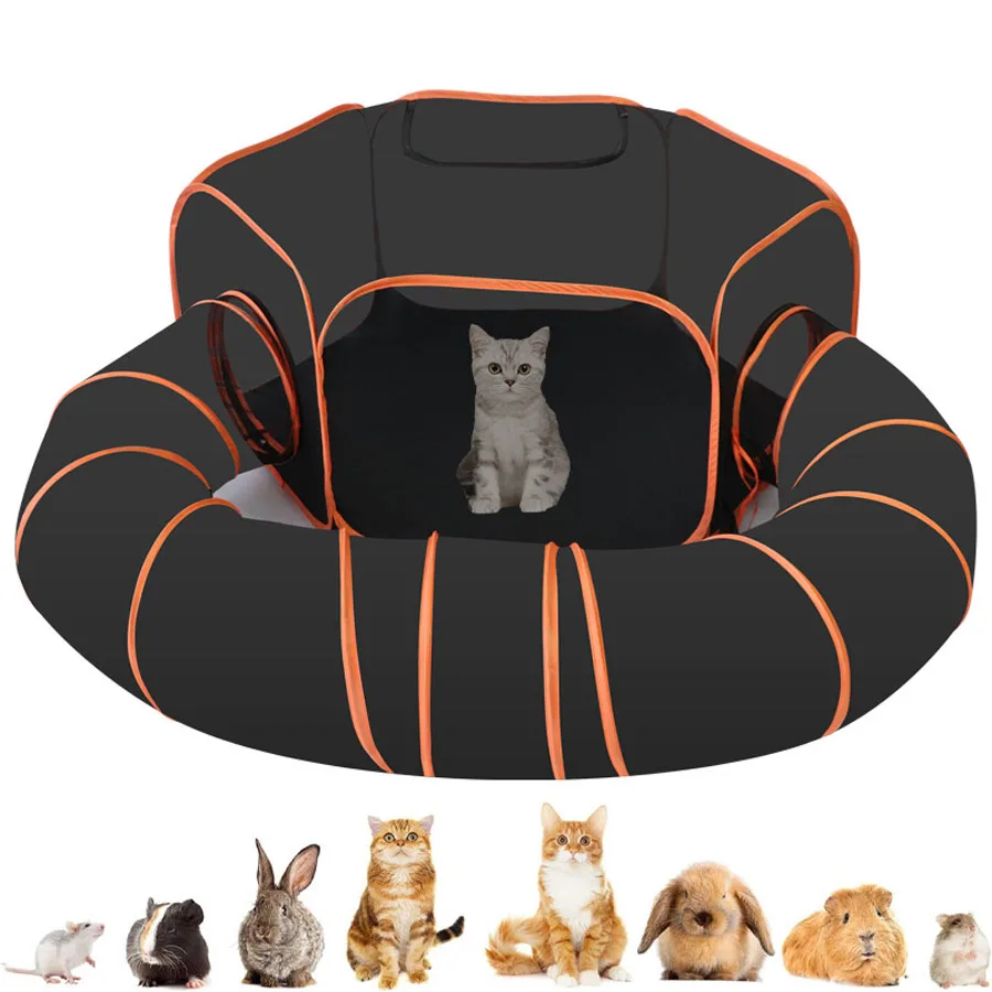 Breathable Cat Tunnel Set Four Seasons Universal Cat Cage Two Piece Set Cat Villa Pet Supplies Folding Cat Cage