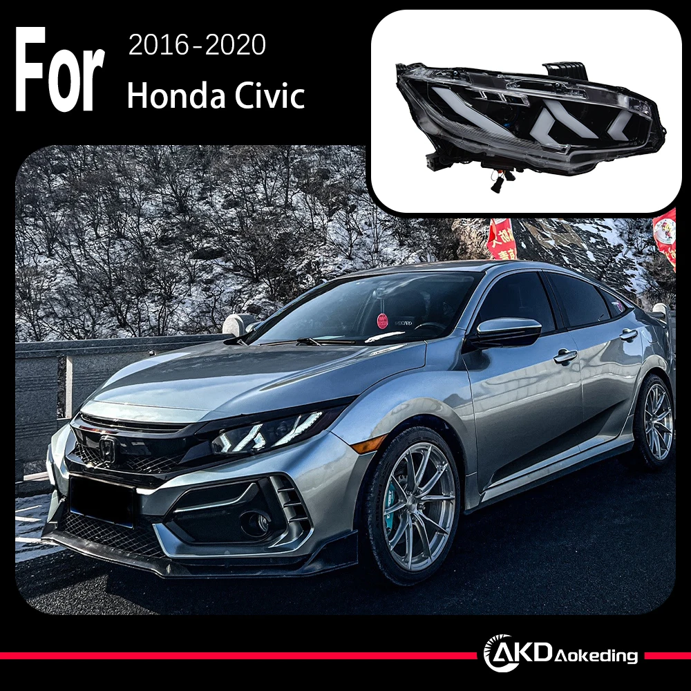 

AKD Car Model for Honda Civic Headlights 2016-2020 Civic X LED Headlight Dynamic Signal DRL Head Lamp Automotive Accessories