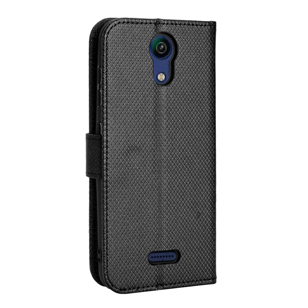 Para Cricket AT & T Calypso funda de lujo con patrón de diamante piel PU Funda de cuero con soporte para Cricket AT & T Calypso bolsa de teléfono