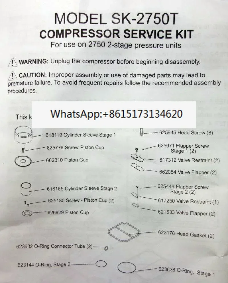 Thomas 2750TGHI52/48 Compressor PEAK claind Nitrogen Generator Diaphragm Repair Kit