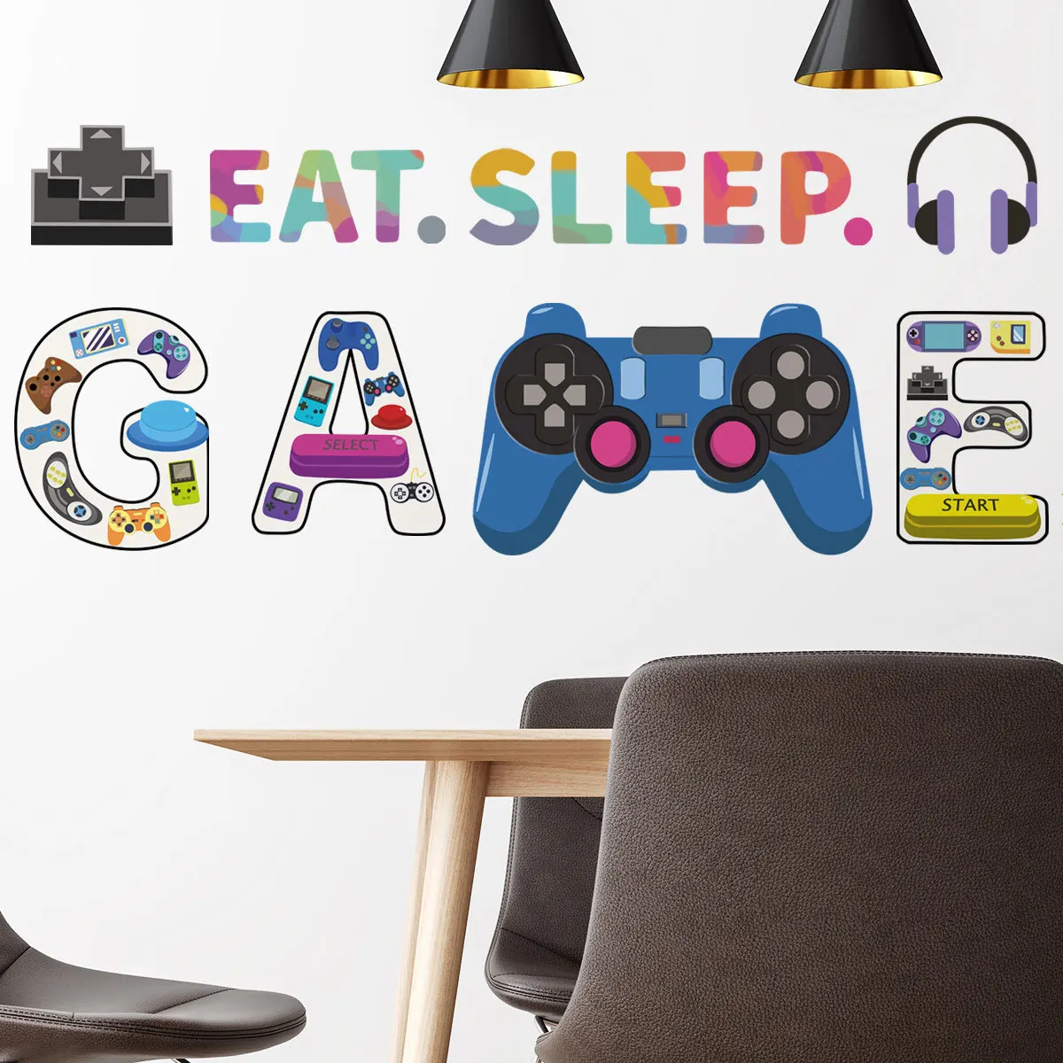 30*90cm Game Wall Stickers Game Eat Sleep Wall Stickers Creative Game Living Room Bedroom Study Decoration Mural Wall Stickers