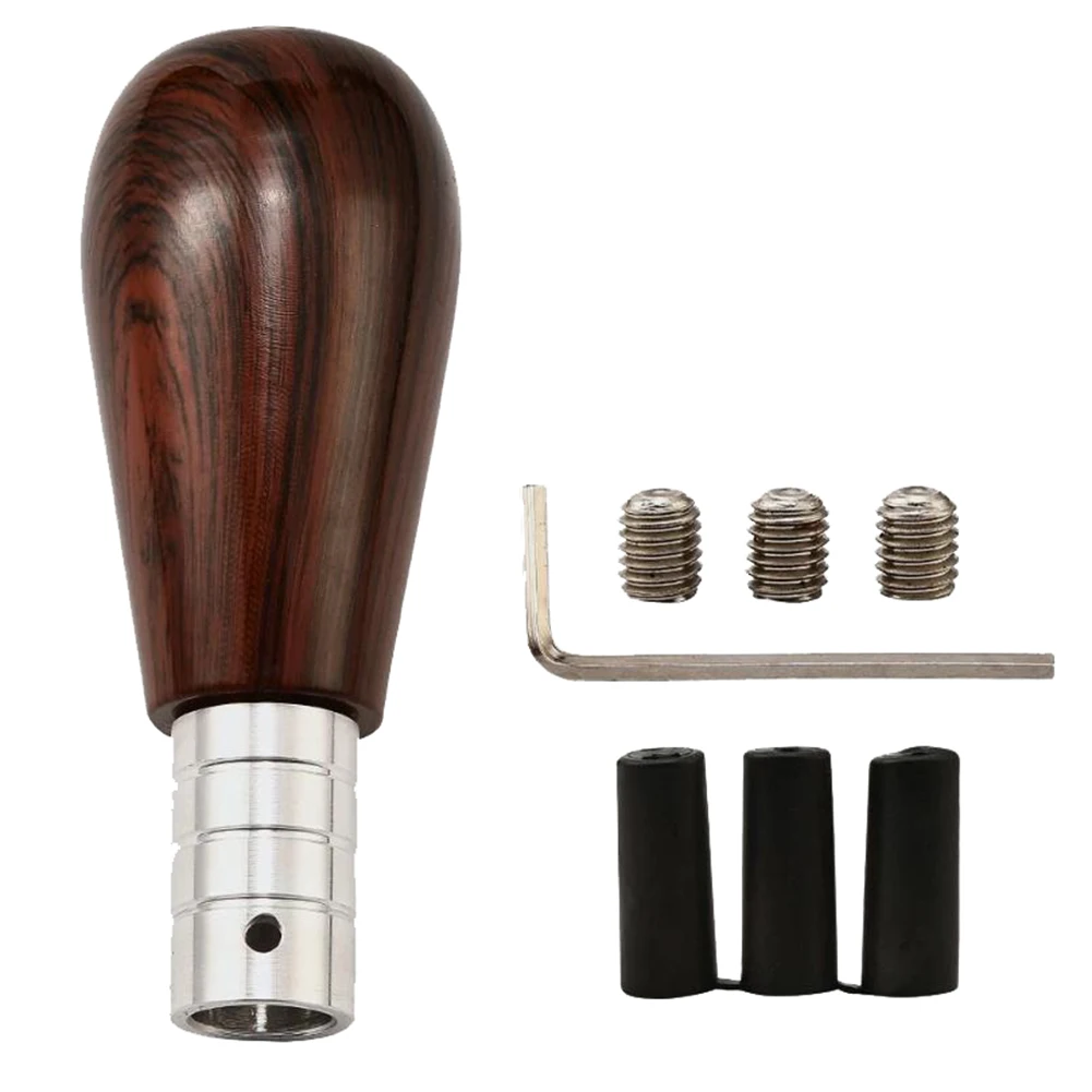 

5 Speed Car Gear Shifter Knobs For Most Cars SUV Truck Wood Grain Classic Knob With Adapter Replacement Car Interior Parts