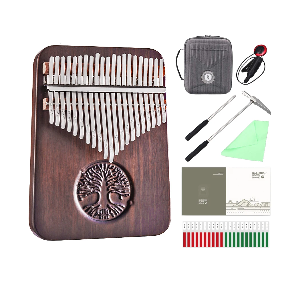 Hluru Professional Kalimba 21 Keys Black Walnut Thumb Piano Wood Full Solid Kalimba Musical Instrument Mbira