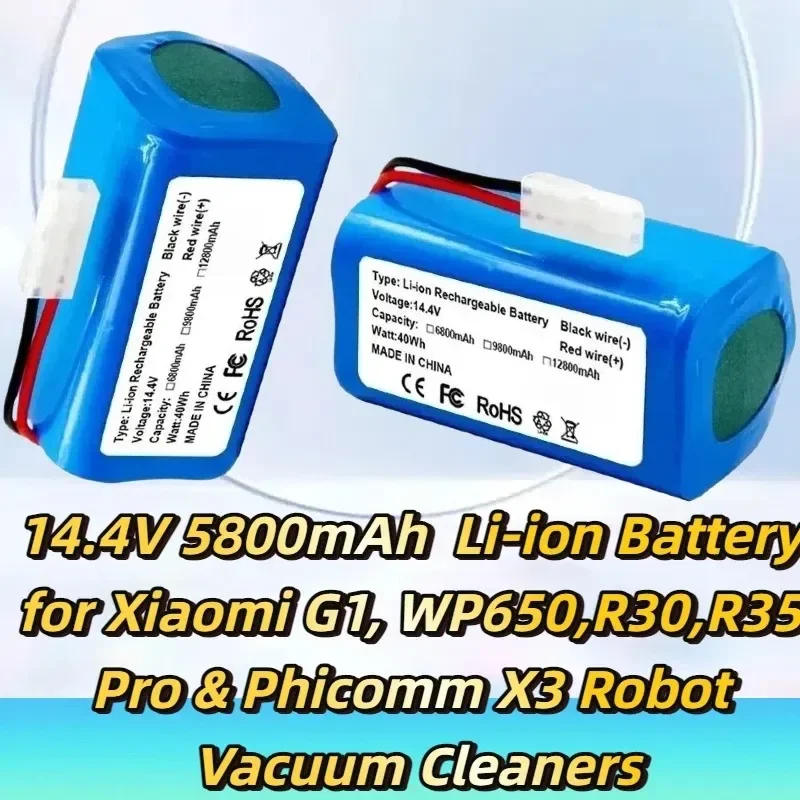 14.4V 5800mAh  Li-ion Battery for Xiaomi G1, WP650,R30,R35 Pro & Phicomm X3 Robot Vacuum Cleaners,Reliable Long-Lasting Power