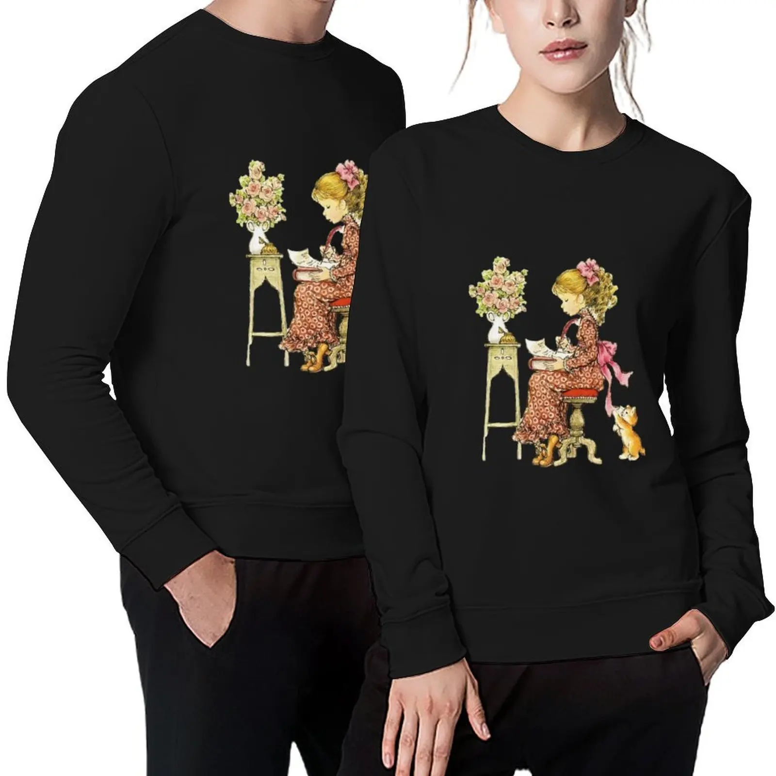 

Sarah Kay writing a letter with Kitten playing Pullover anime clothing men's autumn clothes fashion men sweatshirt men