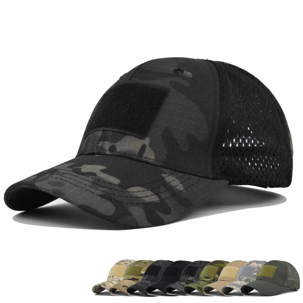 Tactical Military Baseball Caps Multicolor Camouflage Breathable Sun Visor Mesh Outdoor Hunting Hiking Skeleton Snapback Hat