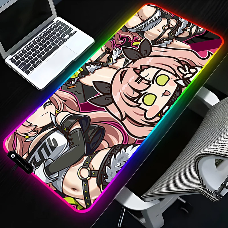 

RGB LED Mouse Pad Computer Desk Accessories Mouse Mat Keyboard Pad Non Slip Mousepad Z-zenless Zone Zero Nicole Demara Desk Mat