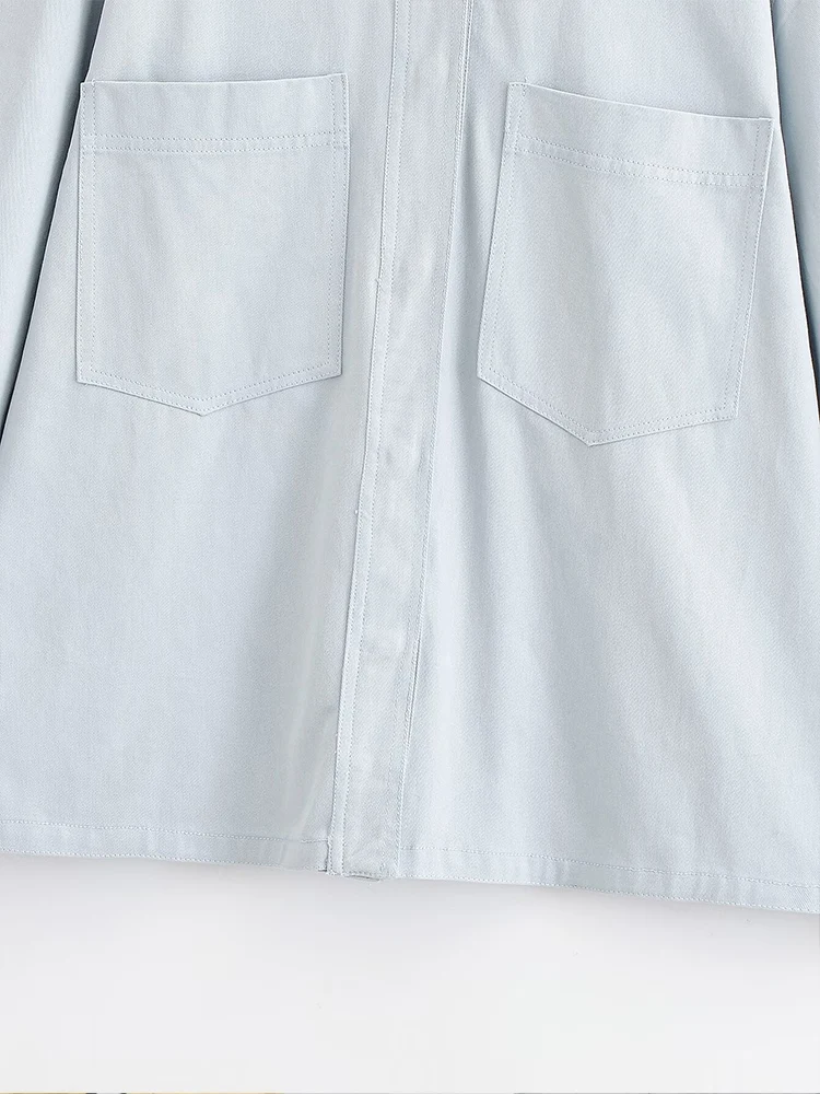 TRAF camicia da giacca tascabile alla moda semplice con temperamento casual allentato da donna di nuova moda autunnale in stile europeo e americano