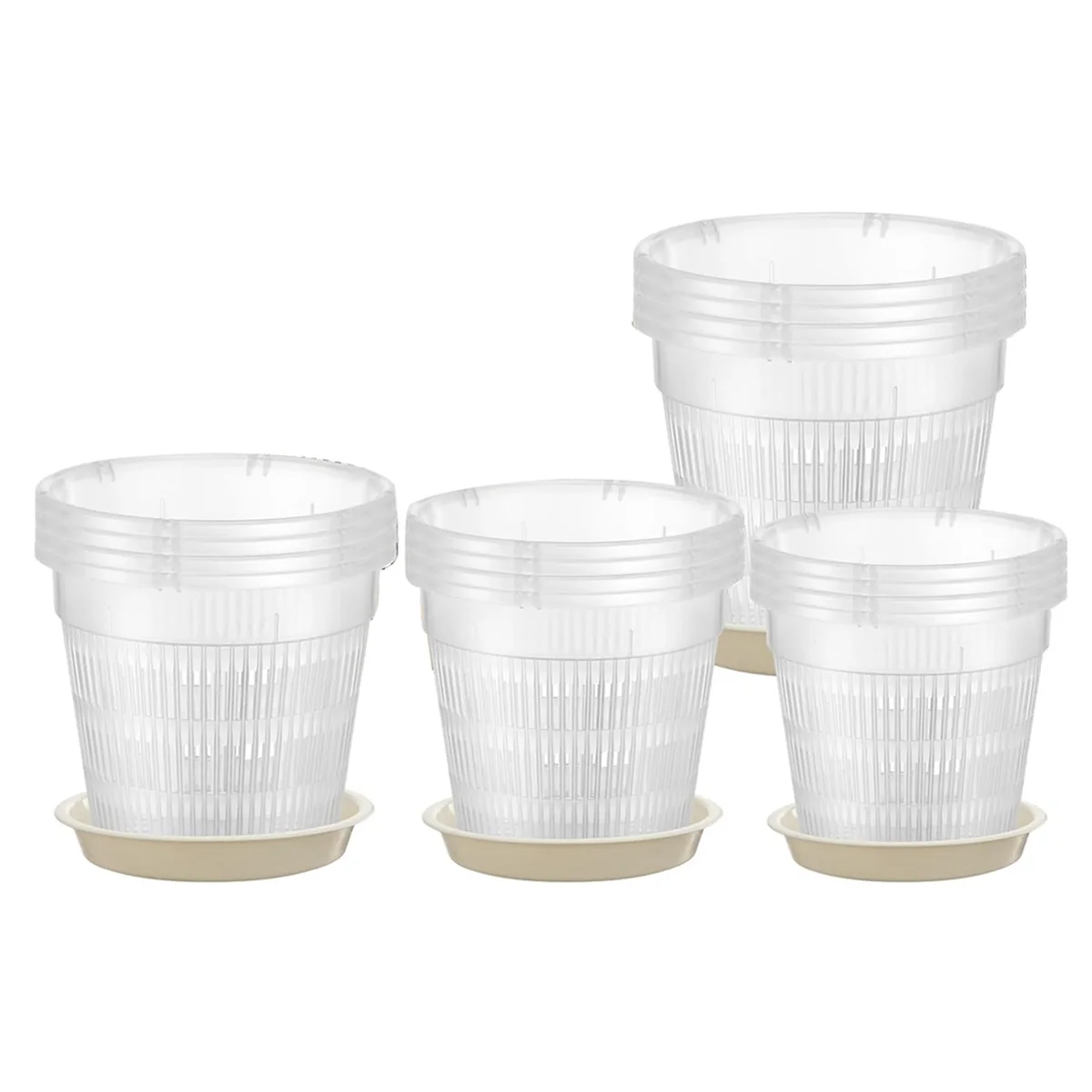 16 Pcs Orchid Pot 4.5/5.5/6/7.5 Inch Orchid Pots with Holes and Saucers Orchid Planter Pots Clear Plastic Flower Pot