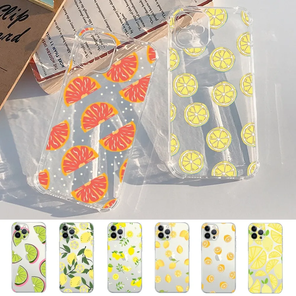 Fruit lemon Phone Case For iPhone 15 13 14 Pro Max XS XR 12 11 Pro 13 Mini 6 7 8 Plus Soft Clear Back Cover