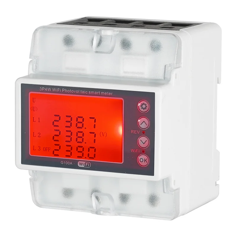 3 Fase 4 Draad 380 V 100A Tuya WiFi Smart Bi-Directionele Energie Power kWh Meter Over Onderspanning Protector overbelasting bescherming