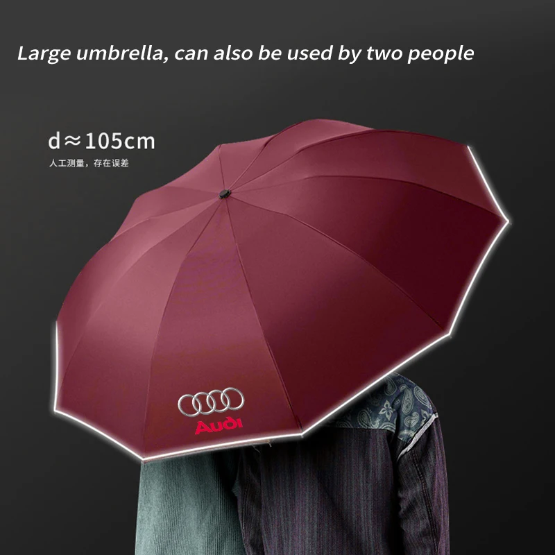 Car Led Light Automatic Folding Windproof Sunshade Umbrella For Audi A3 A4 A5 A6 A7 A8 S3 S4 S5 S6 Q3 Q5 Q7 Q8 RS3 RS4 RS5 SQ5