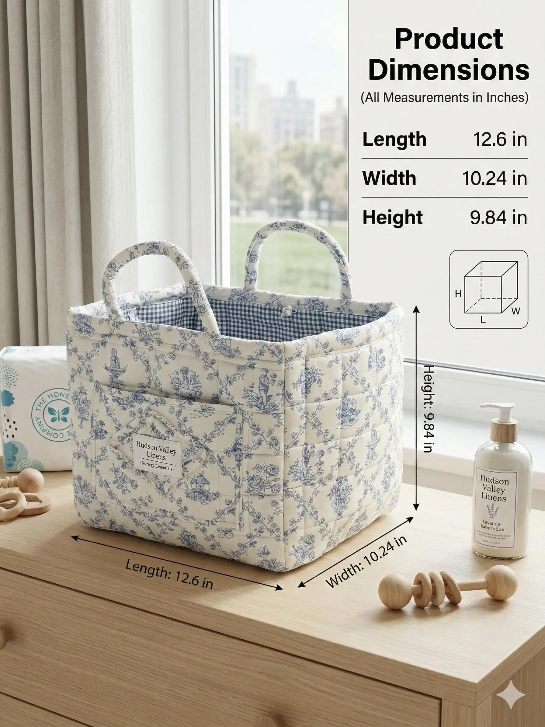 Quilted Cotton Fabric Storage Basket Foldable Clothes Organizer Box Large Capacity Washable Soft Storage Bin for Bedroom Closet Car Trunk Nursery Toys Sundries Home Organization