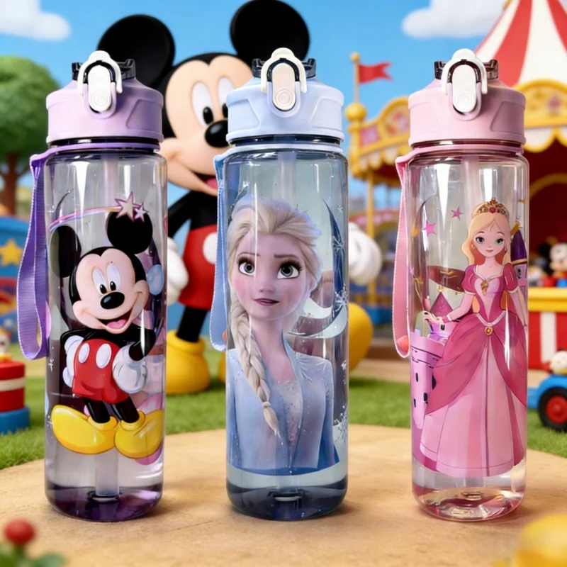 

Disney Cartoon Mickey Mouse, Elsa the Snow Queen, Snow White 750ML Water Cups;Disney-themed Cute Character Water Cups, Childlike