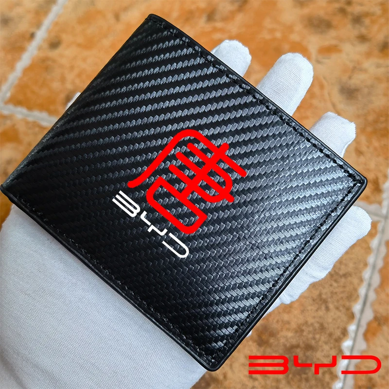 for BYD Build your dreams han tang ev dm d1 song MAX car carbon fiber leather wallet Card package car accessories