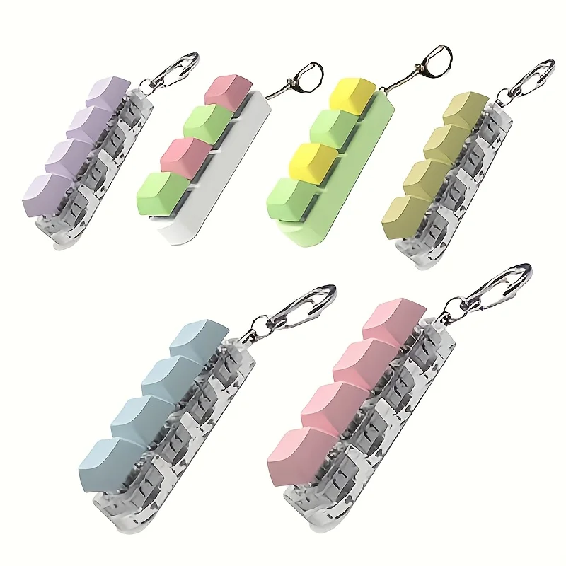 2Pcs Stress Relief Keychain Fidget Toys, Keyboard Key Design Finger Press Toy, Ideal for Stress and Fatigue Relief