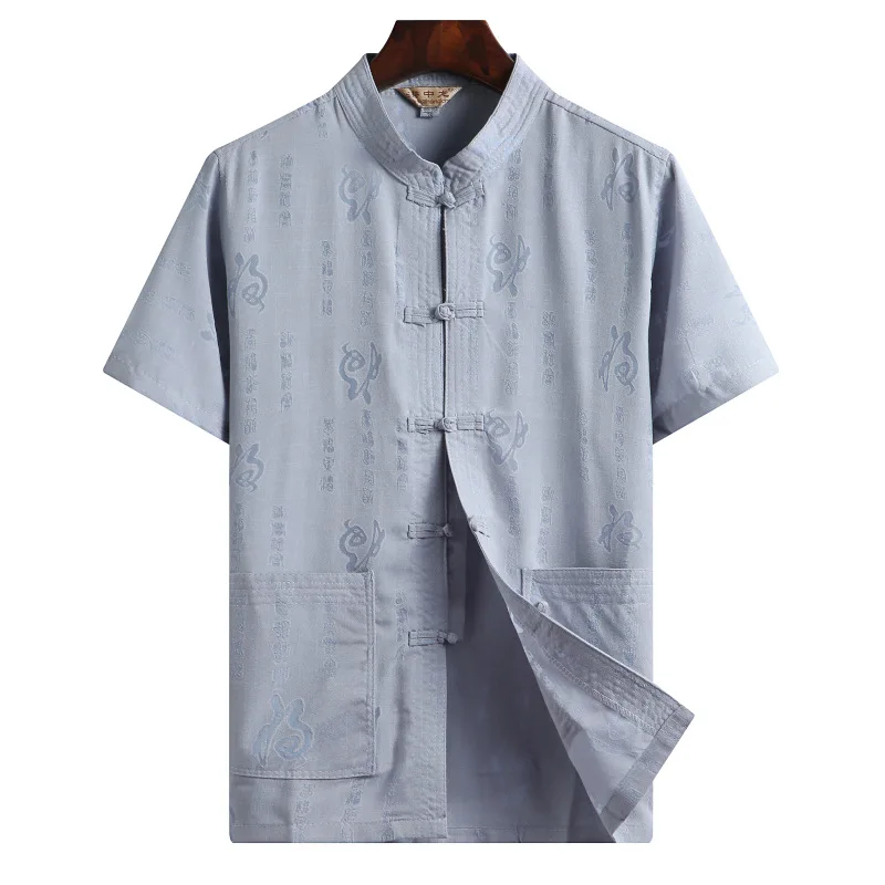 Traditional Chinese Style Tang Suit Embroidery Pattern Handmade Buttons Hanfu Blouse Men Kung Fu T Shirts Tops Jackets Pants