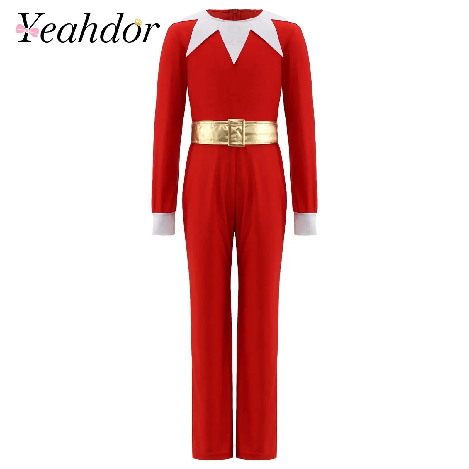 

Girls Boys Xmas Dance Jumpsuits Elf Costume Long Sleeve Jumpsuit Party Romper Children Christmas Festival Cosplay Parties Outfit