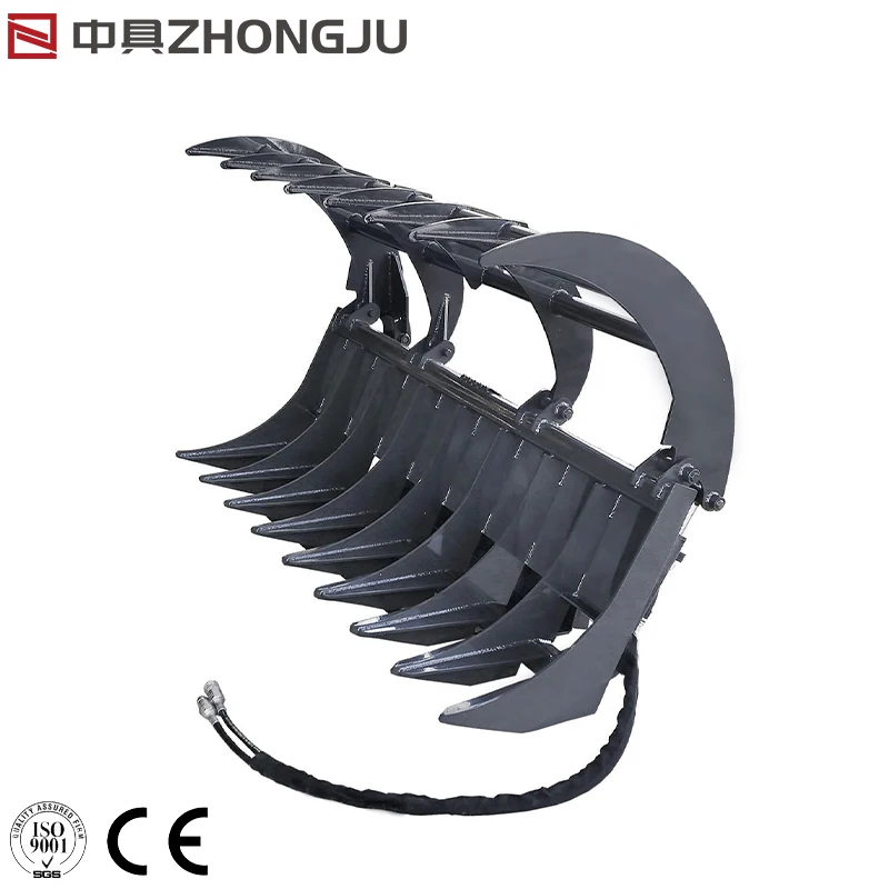 Excavator Accessories Hydraulic Lotus Claw Hydraulic Skid Steer Loader Grass Grabber