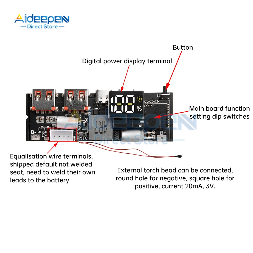 5A 100W 65W 3S 4S 5S Dual USB PD Fast Charge Micro/Type-C USB Charging Module for Mobile Power Bank 18650 lithium polymer batter