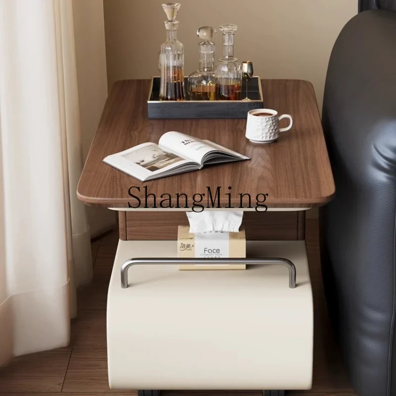 

ZYYmedieval style movable coffee table solid wood retro living room home sofa side table