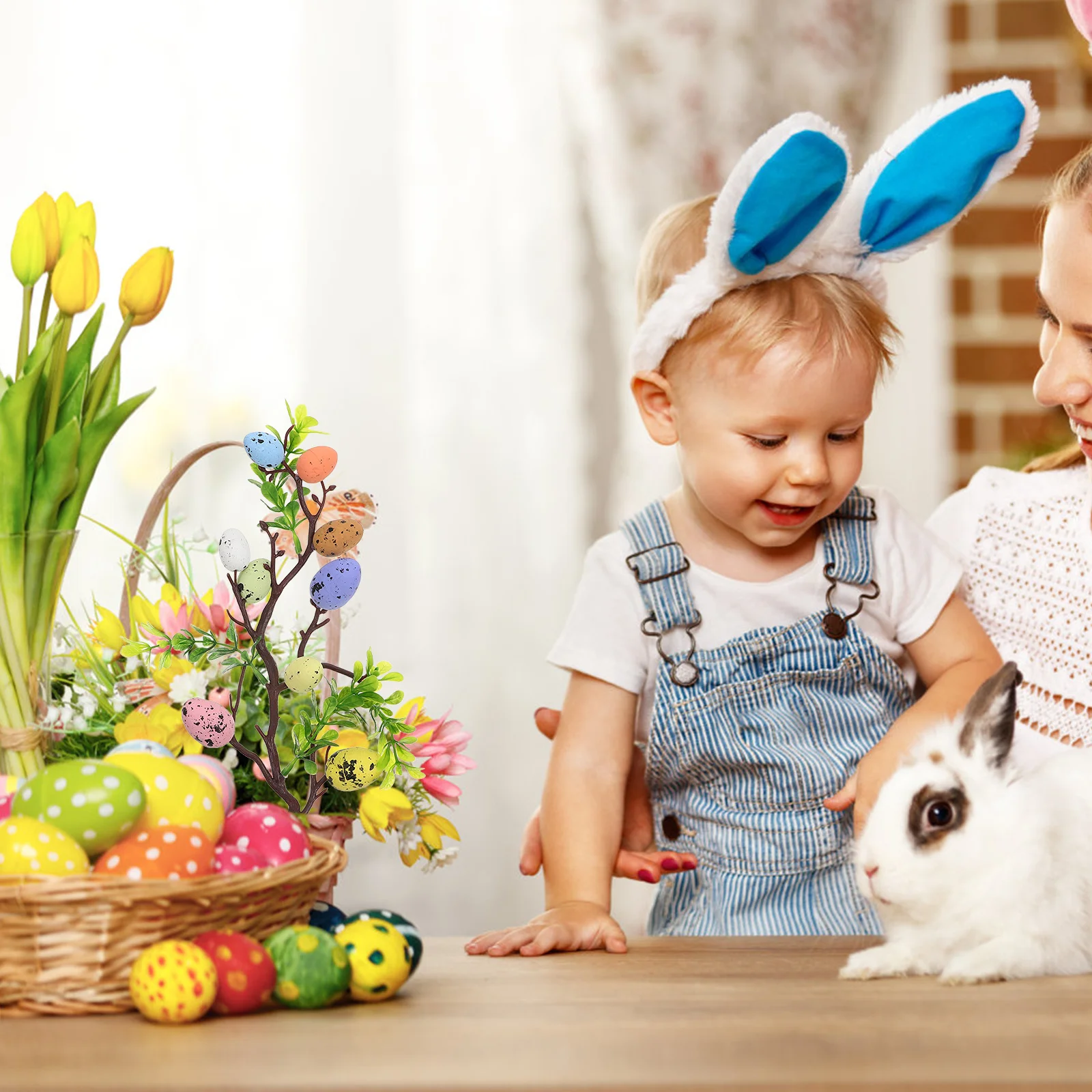 

Coloful Eggs Branch Lifelike Artificial Branch Decor For Party Supply Flower Arrangement Easter Spotted Pick Decorative