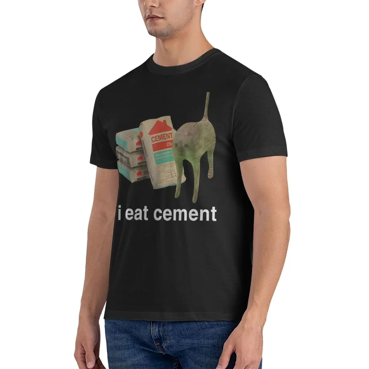 I Eat Cement Oddly Specific T Shirts MEME CAT Novelty Tee Shirt Short Sleeve Round Collar T-Shirt 100% Cotton Classic Clothes