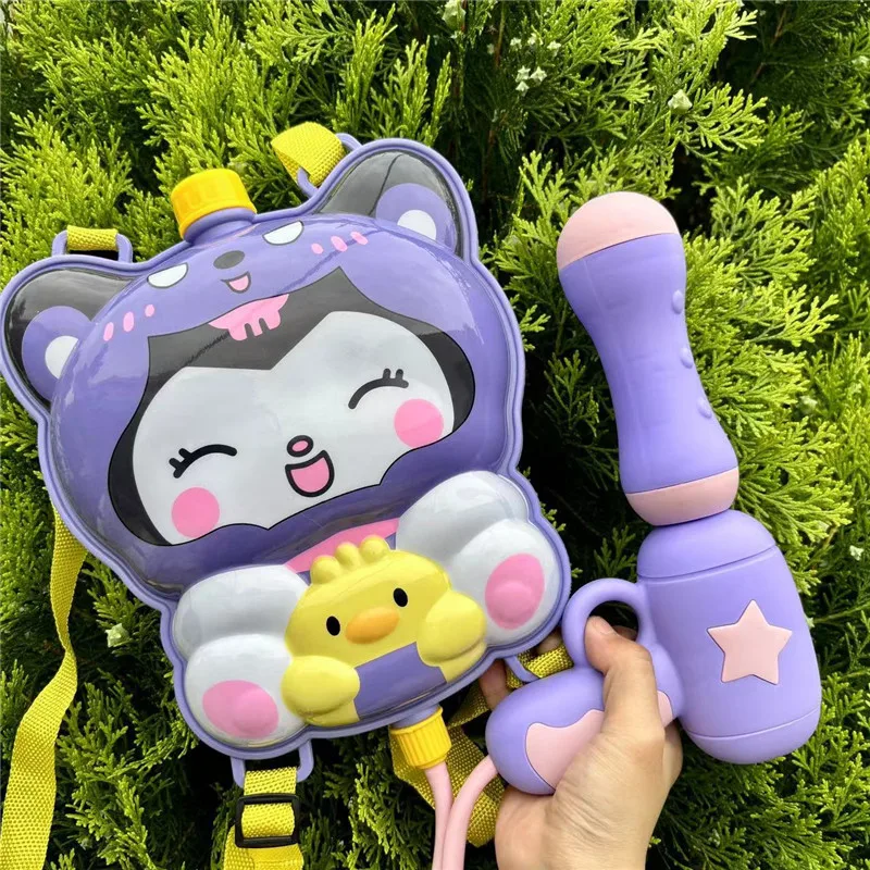 Sanrio Backpack Water Gun Toy Hello Kitty Action Figure Outdoor Beach Play Interactive Toys Pull-out Type Water Gun Kids Gift